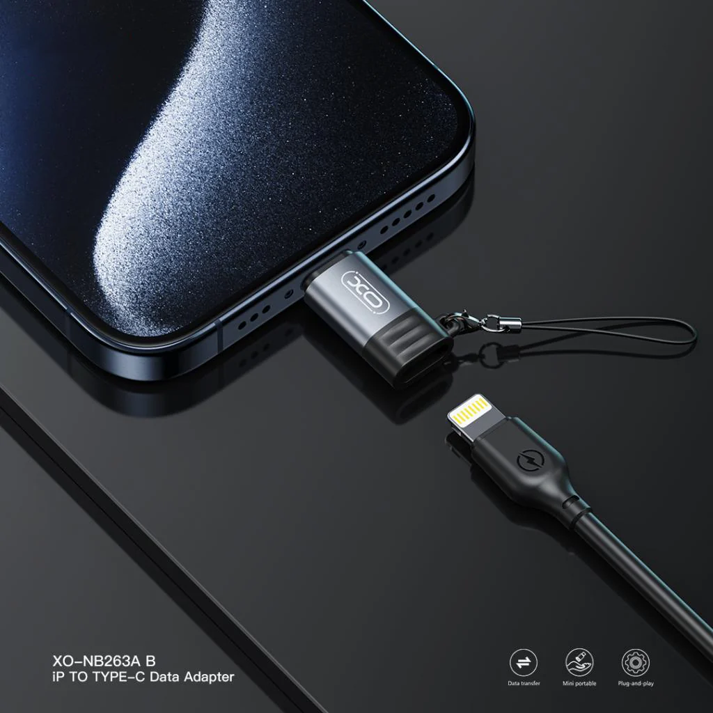 Lightning Data and Charging Adapter - USB-C XO Design NB263A, Black - Image 5