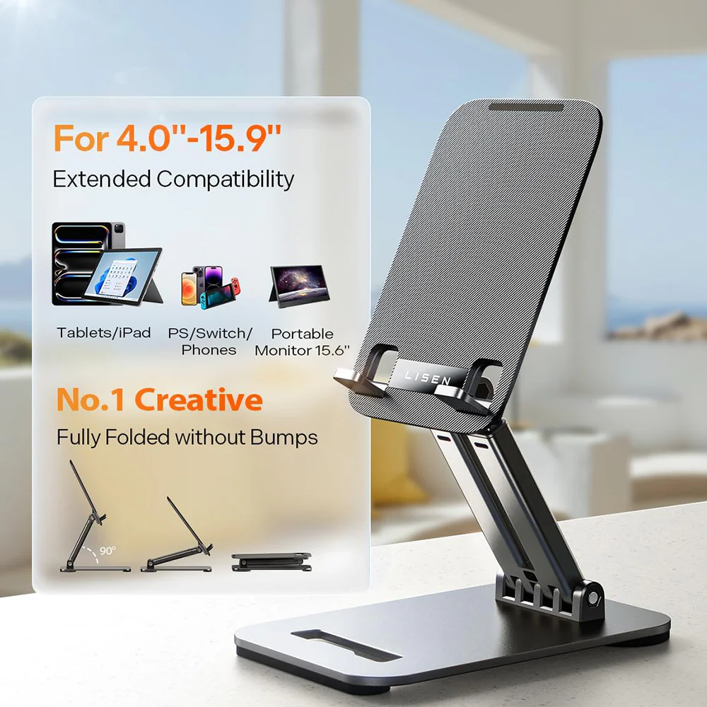 Lisen Desk Stand for Phone / Tablet, 4inch - 15.9inch, Black YL0424080007 - Image 5