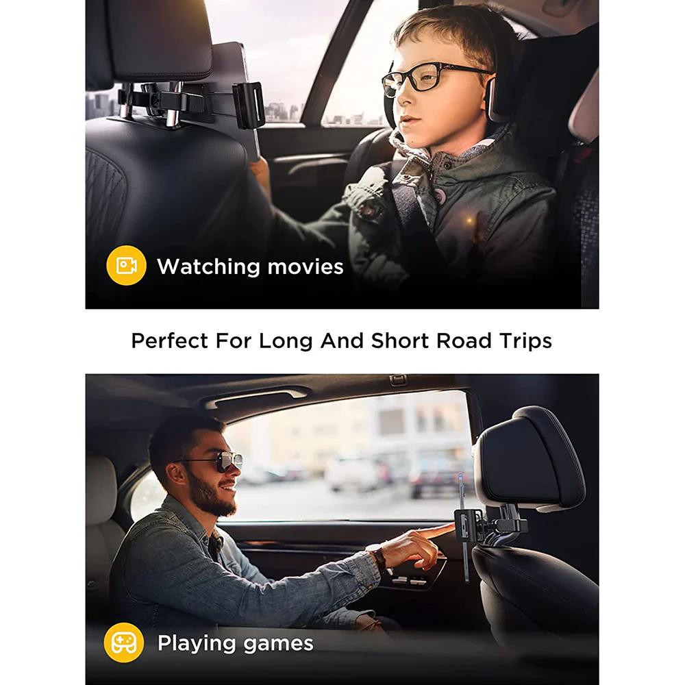 Lisen Headrest Car Holder for Phone / Tablet, 4.7inch - 12.9inch, Black YL0221030002 - Image 6