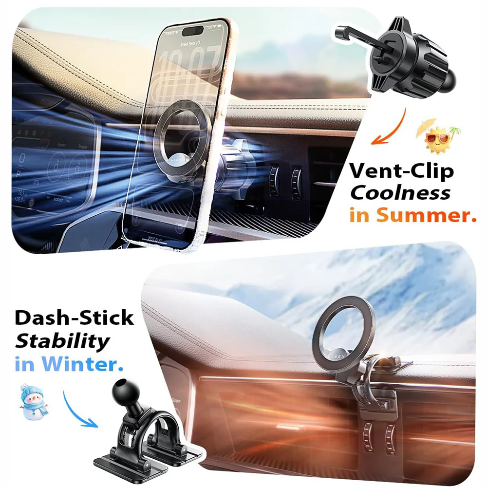 Lisen Magnetic Car Holder, Universal, Black YL0223110033 - Image 2
