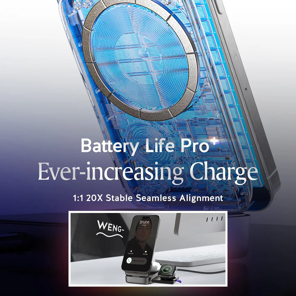 Lisen W106 3in1 Wireless Network Charger, 15W, 1.67A, Gray YL0424120009 - Image 4