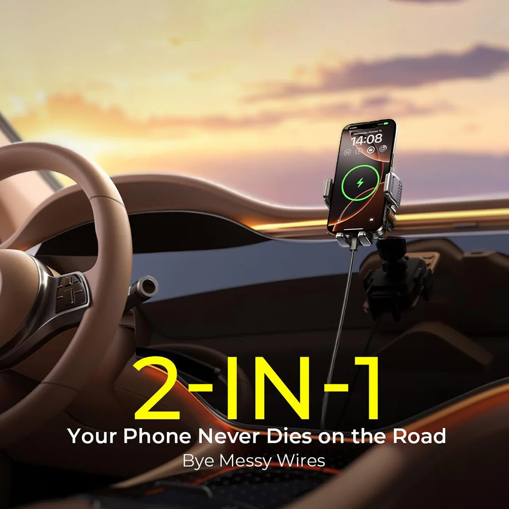 Lisen W605 Wireless Car Charger, 15W, 1.67A, Black YL0225030014 - Image 2