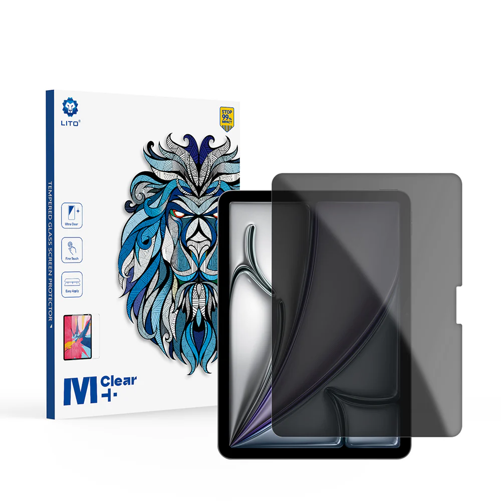 Lito Classic Privacy Screen Protector for Apple iPad Air 11 (2026) / Air 11 (2025), Tempered Glass, Full Glue, 2.5D
