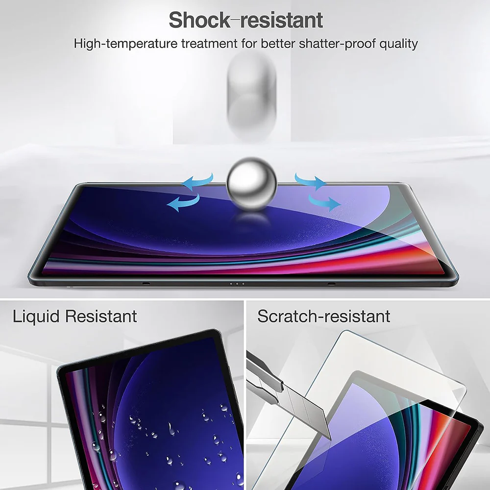 Lito Classic Screen Protector Film for Samsung Galaxy Tab S9 FE / Tab S9, Tempered Glass, Full Glue, 2.5D - Image 5