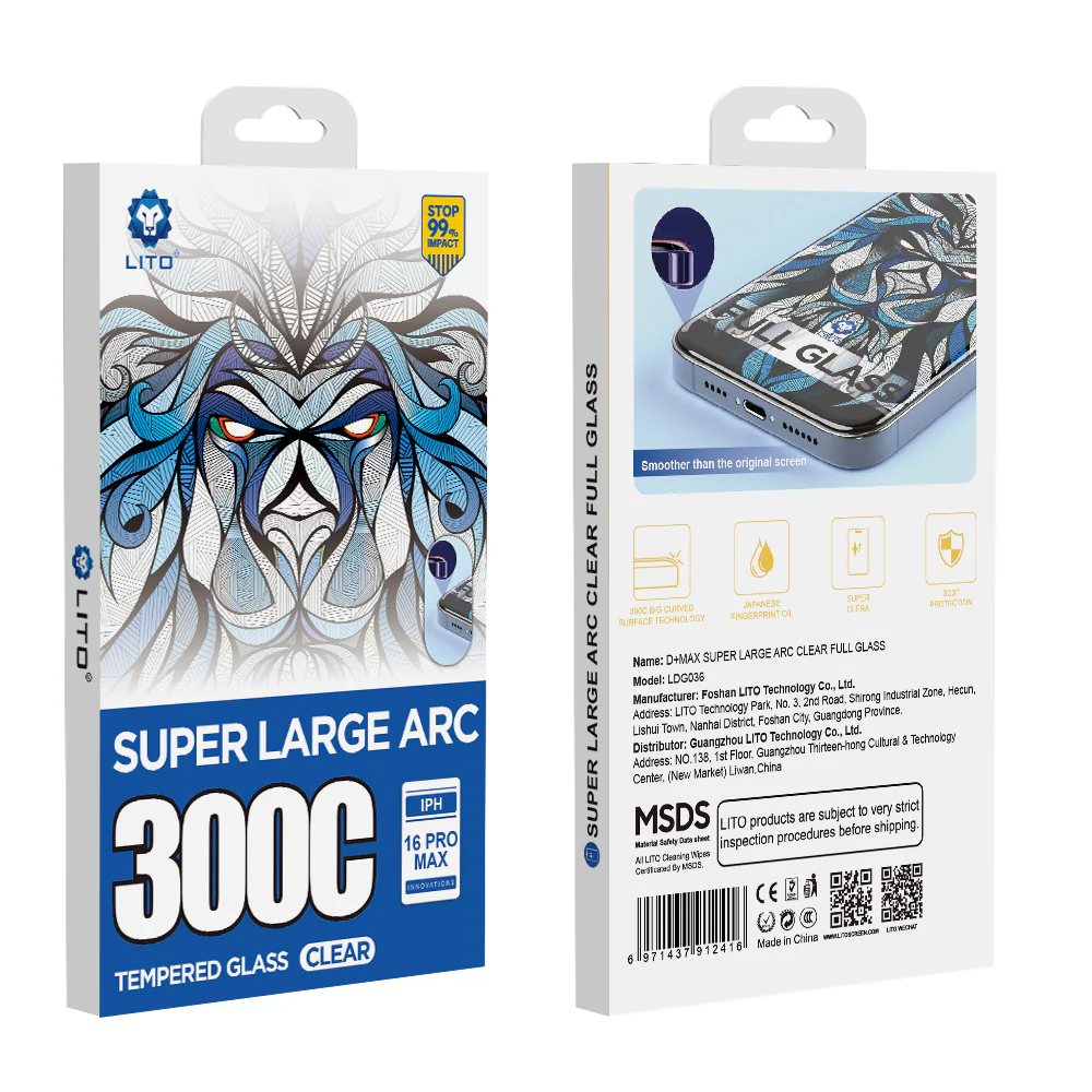 Lito D+ Max 300C Screen Protector for Apple iPhone 16 Pro, Tempered Glass, Full Glue - Image 7