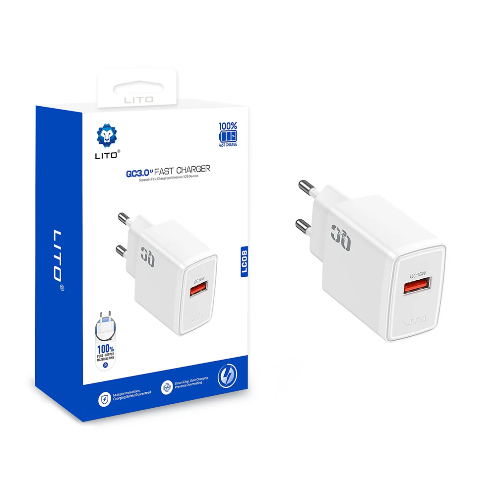Lito LC08 Network Charger, 18W, 3A, 1 x USB-A, White - Image 7