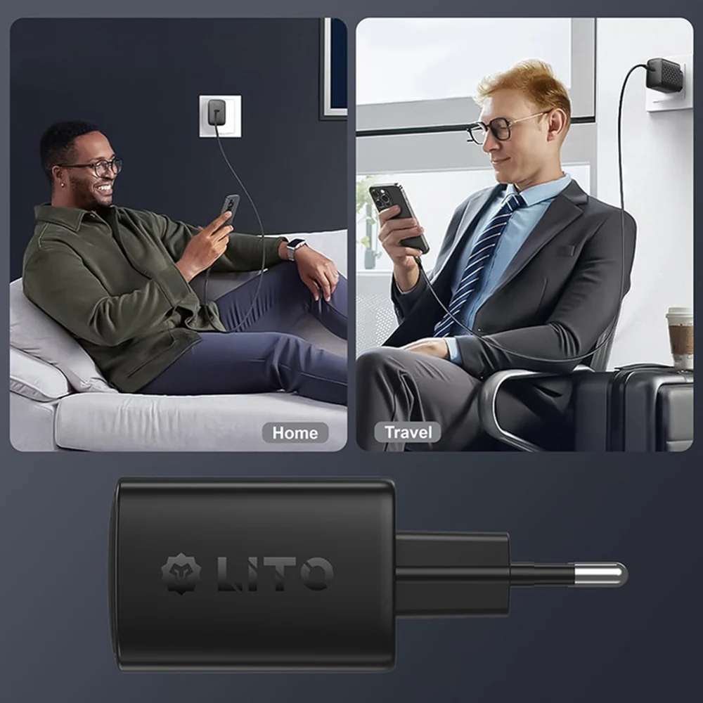 Lito LC22 Network Charger, 45W, 3A, 2 x USB-C, Black - Image 3
