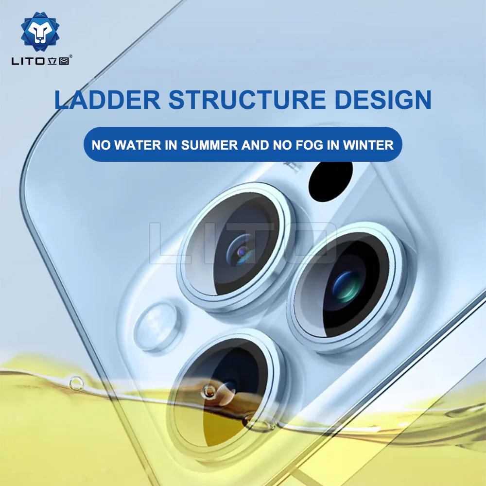 Lito S+ Rear Camera Protective Film for Apple iPhone 15 Pro Max / 15 Pro, Tempered Glass, Black - Image 7