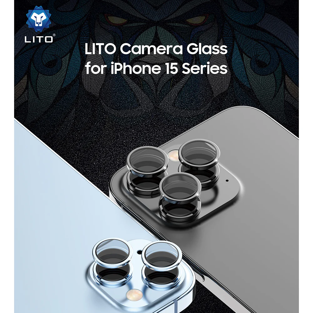 Lito S+ Rear Camera Protective Film for Apple iPhone 15 Pro Max / 15 Pro, Tempered Glass, Blue - Image 2