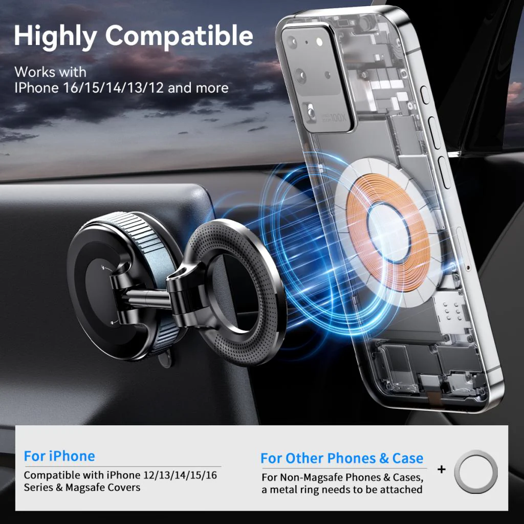 Magnetic Car Holder XO Design C169, Universal, Black - Image 11
