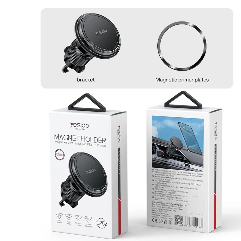 Magnetic Car Holder Yesido C252, Universal, Black - Image 7