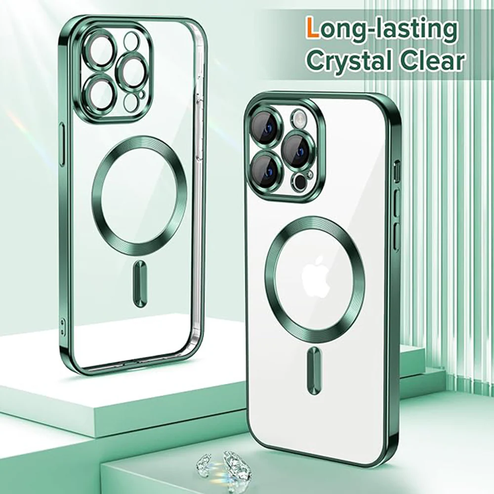 MagSafe Case for Apple iPhone 12 Pro Max, Techsuit, Luxury Crystal, Dark Green - Image 2