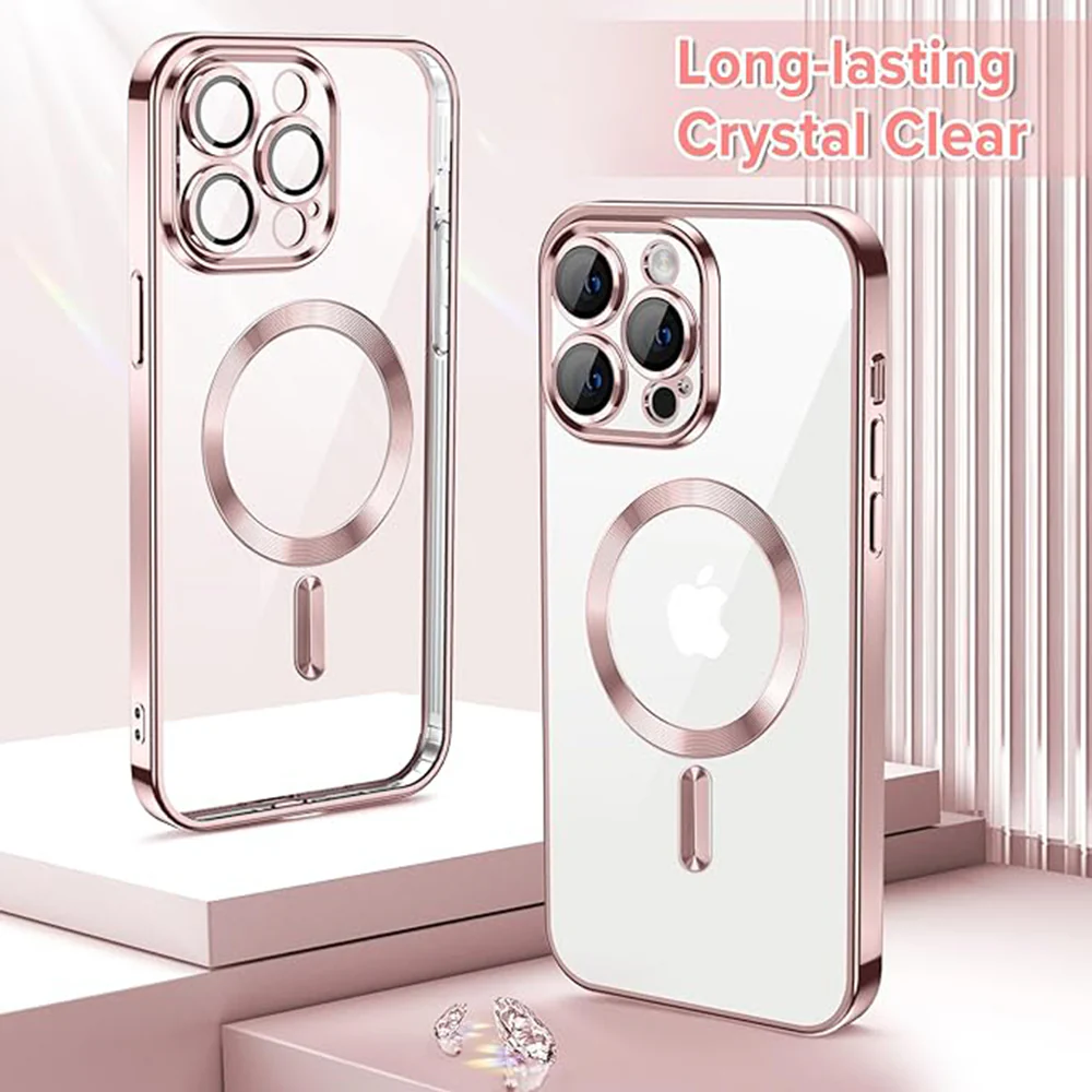 MagSafe Case for Apple iPhone 12 Pro Max, Techsuit, Luxury Crystal, Pink - Image 2