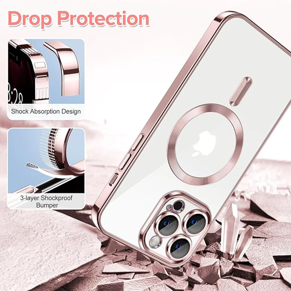 MagSafe Case for Apple iPhone 12 Pro Max, Techsuit, Luxury Crystal, Pink - Image 3