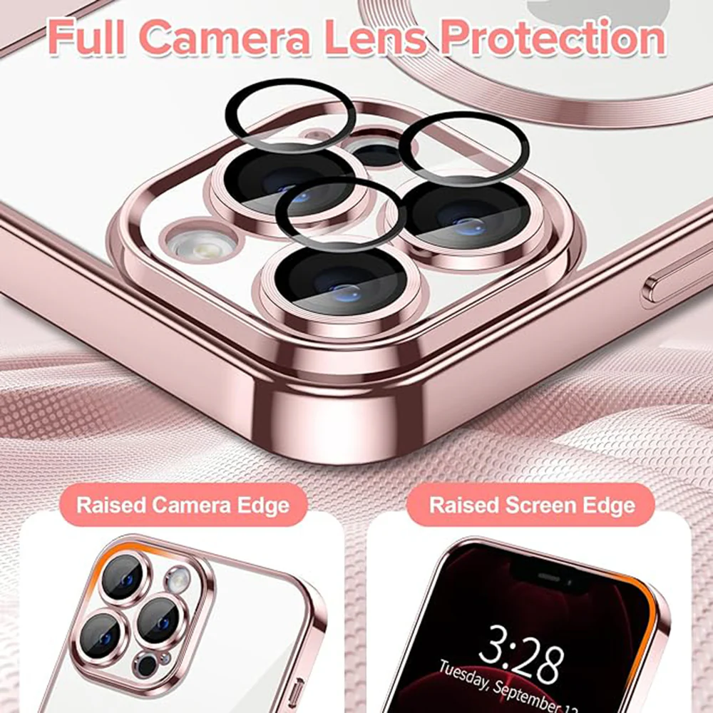 MagSafe Case for Apple iPhone 12 Pro Max, Techsuit, Luxury Crystal, Pink - Image 4
