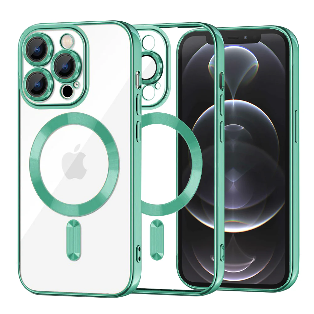 MagSafe Case for Apple iPhone 12 Pro, Techsuit, Luxury Crystal, Light Green