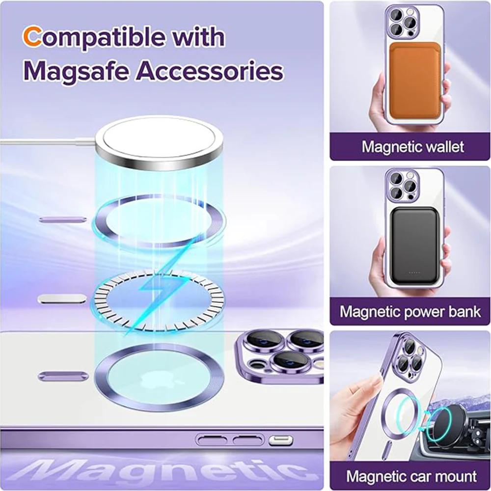 MagSafe Case for Apple iPhone 12 Pro, Techsuit, Luxury Crystal, Light Purple - Image 5