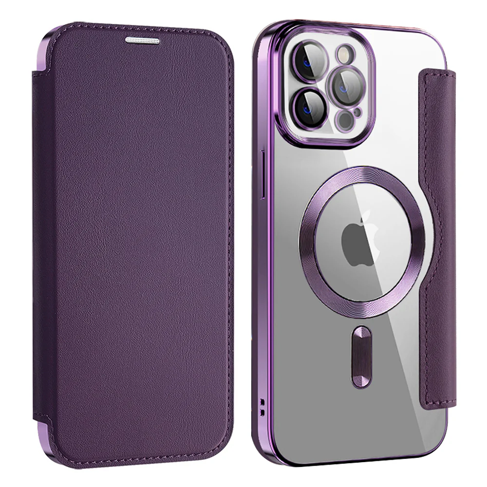 MagSafe Case for Apple iPhone 12 Pro, Techsuit, SmartMag Book, Purple - Image 2