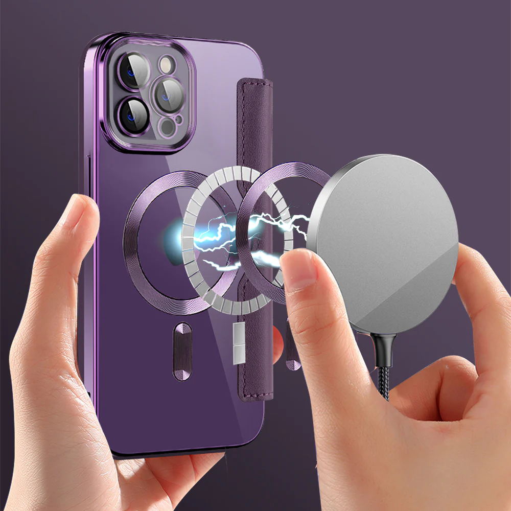 MagSafe Case for Apple iPhone 12 Pro, Techsuit, SmartMag Book, Purple - Image 6