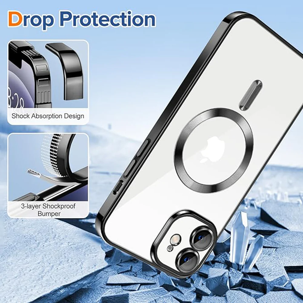 MagSafe Case for Apple iPhone 12, Techsuit, Luxury Crystal, Black - Image 3