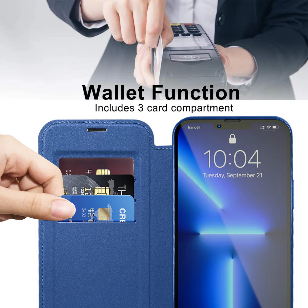 MagSafe Case for Apple iPhone 13 Pro Max, Techsuit, SmartMag Book, Blue - Image 5