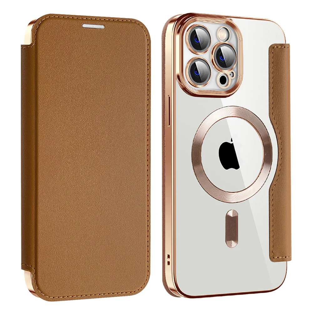 MagSafe Case for Apple iPhone 13 Pro Max, Techsuit, SmartMag Book, Brown - Image 2