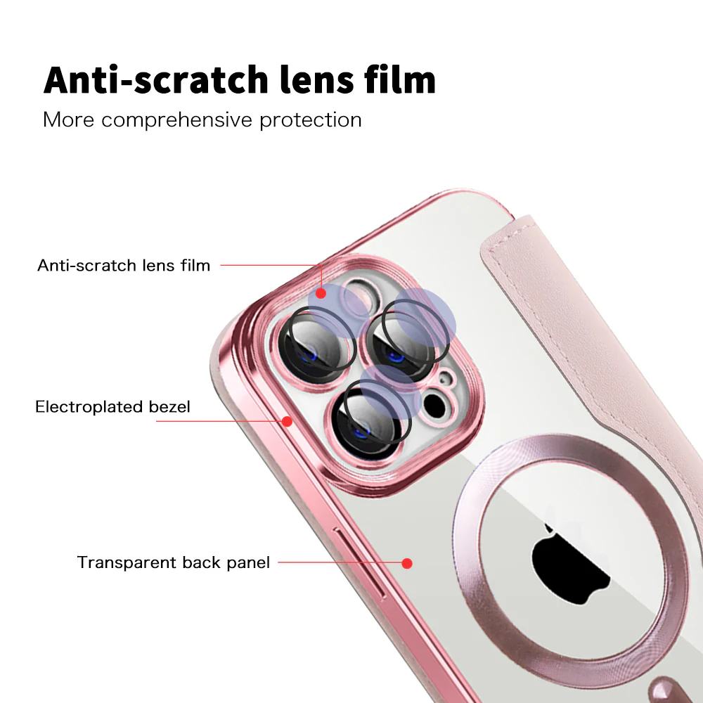 MagSafe Case for Apple iPhone 13 Pro, Techsuit, SmartMag Book, Pink - Image 3