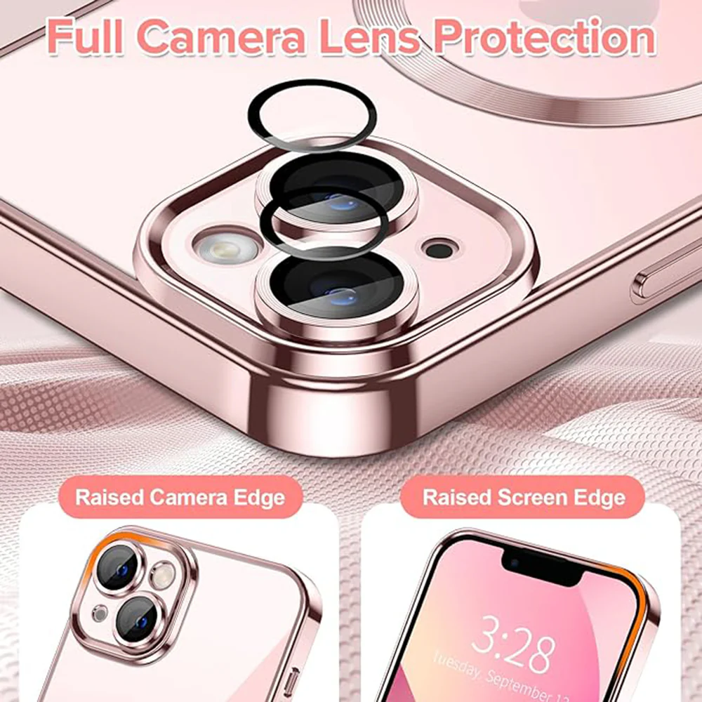 MagSafe Case for Apple iPhone 13, Techsuit, Luxury Crystal, Pink - Image 4