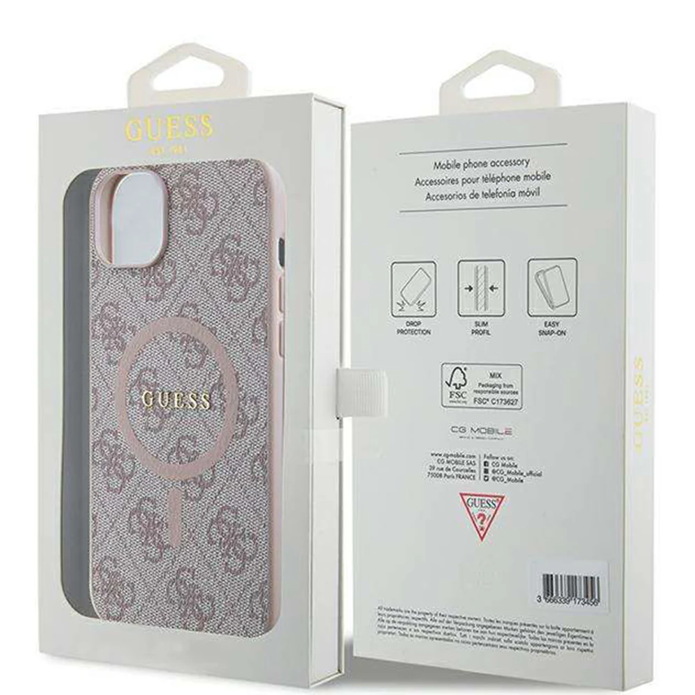 MagSafe Case for Apple iPhone 14, Guess, 4G Ring Classic Logo, Pink - Image 7