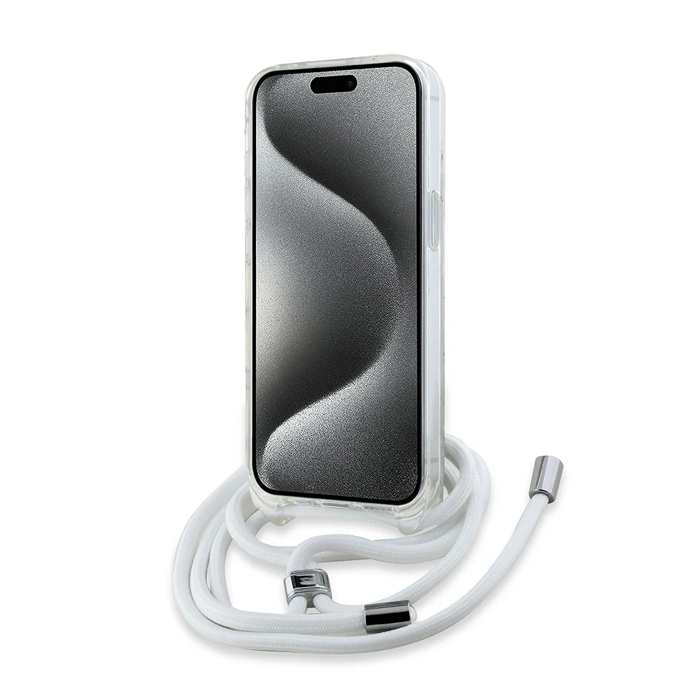 MagSafe Case for Apple iPhone 14, Karl Lagerfeld, IML Crossbody Choupette's Head with Strap, Transparent - Image 4