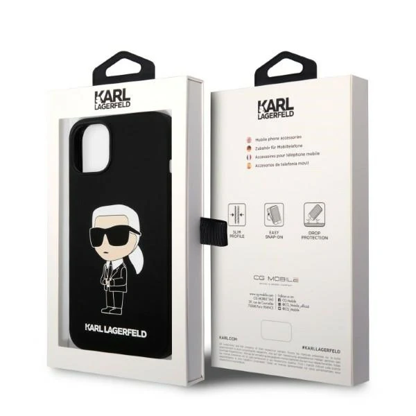 MagSafe Case for Apple iPhone 14 Plus, Karl Lagerfeld, Ikonik Karl Silicone, Black - Image 7