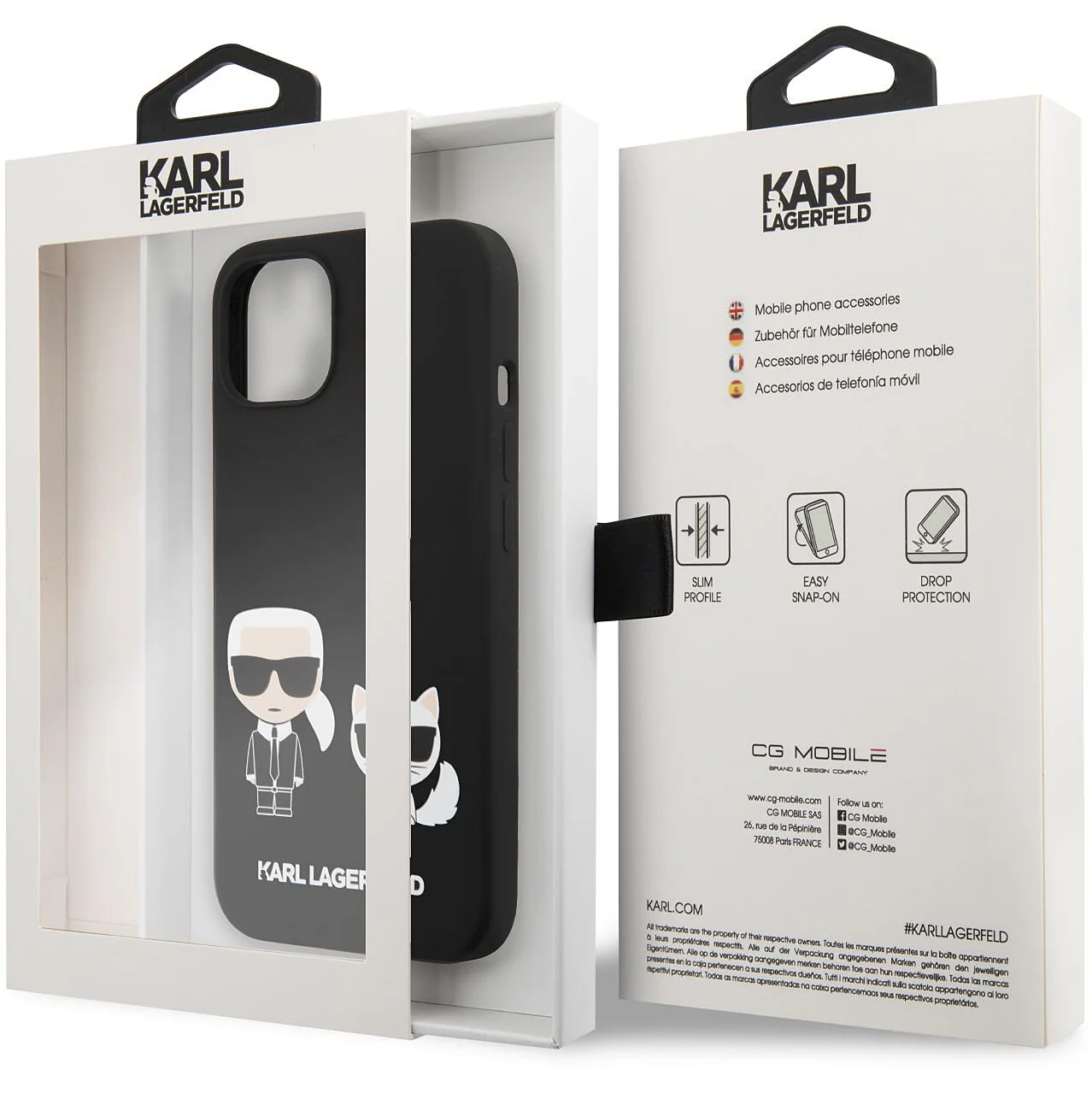 MagSafe Case for Apple iPhone 14 Plus, Karl Lagerfeld, Karl & Choupette Silicone, Black - Image 4