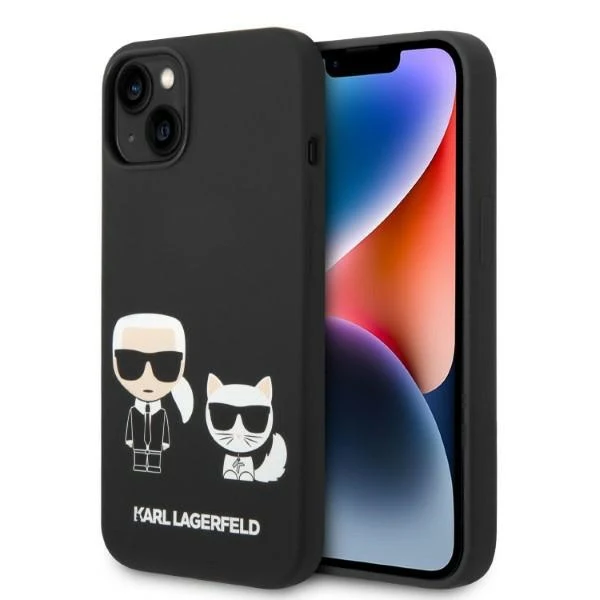 MagSafe Case for Apple iPhone 14 Plus, Karl Lagerfeld, Karl & Choupette Silicone, Black - Image 5