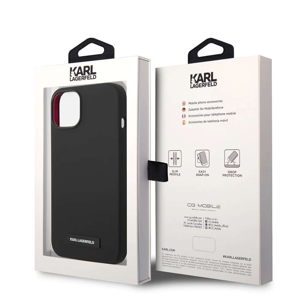 MagSafe Case for Apple iPhone 14 Plus, Karl Lagerfeld, Silicone Plaque, Black - Image 7