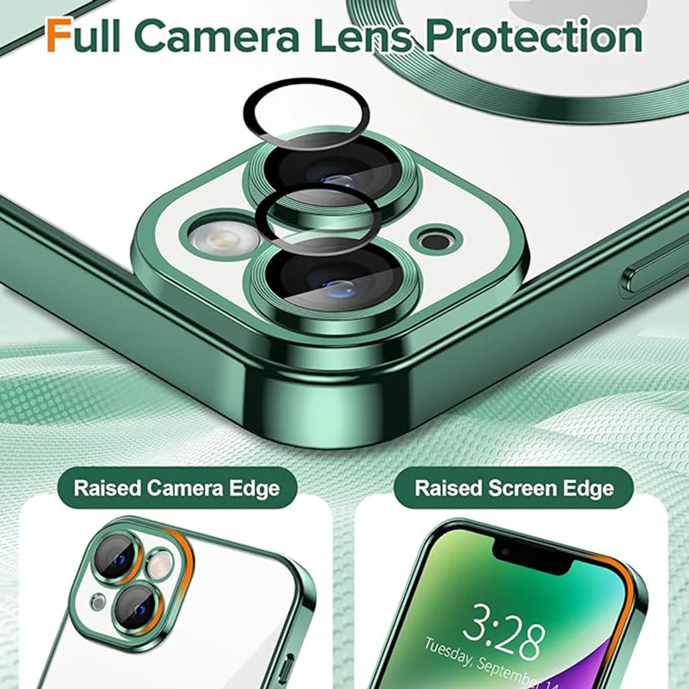 MagSafe Case for Apple iPhone 14 Plus, Techsuit, Luxury Crystal, Dark Green - Image 4