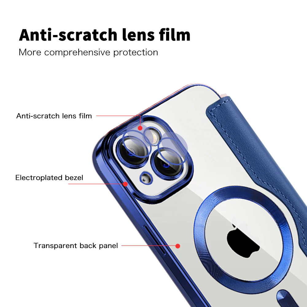 MagSafe Case for Apple iPhone 14 Plus, Techsuit, SmartMag Book, Blue - Image 3