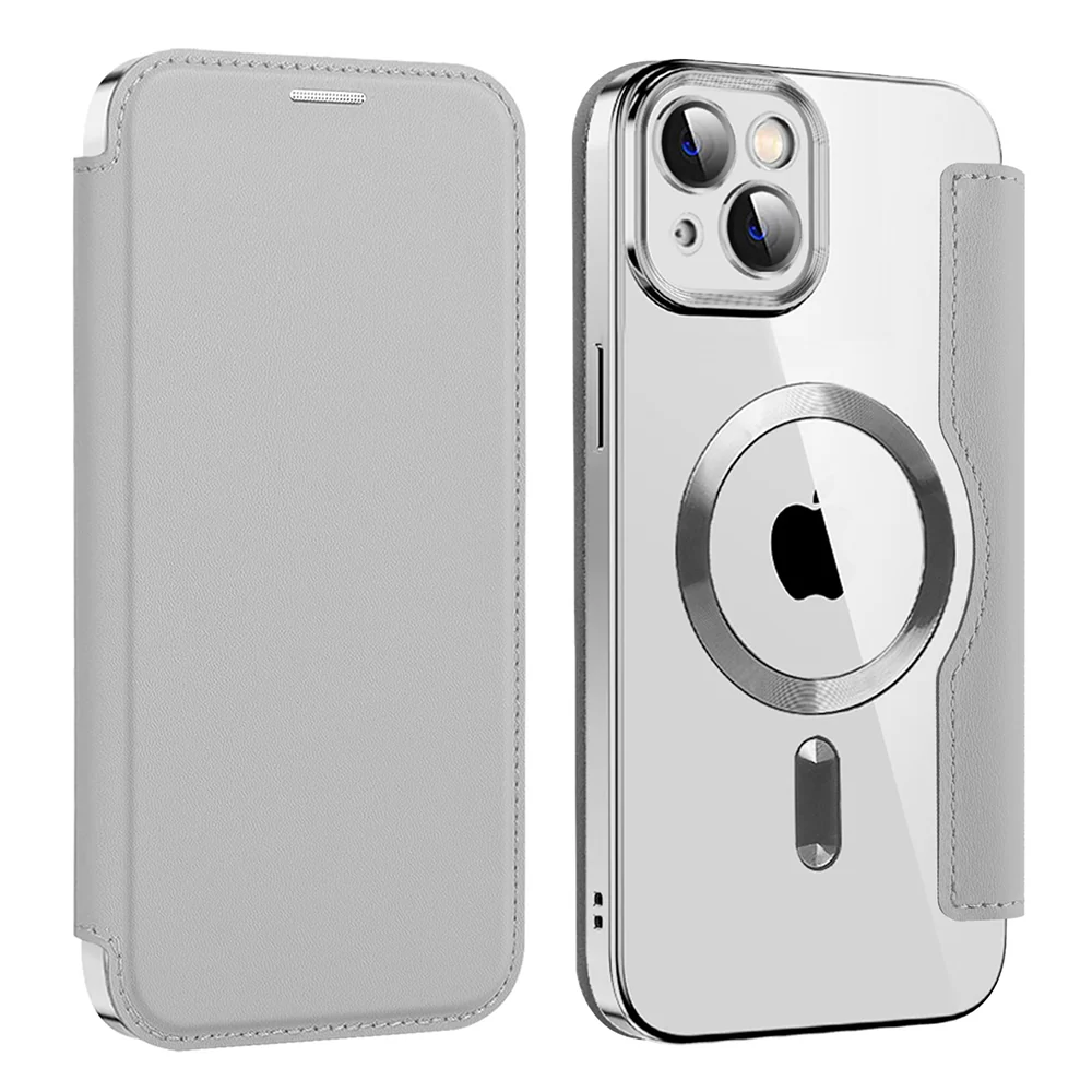 MagSafe Case for Apple iPhone 14 Plus, Techsuit, SmartMag Book, Gray - Image 2