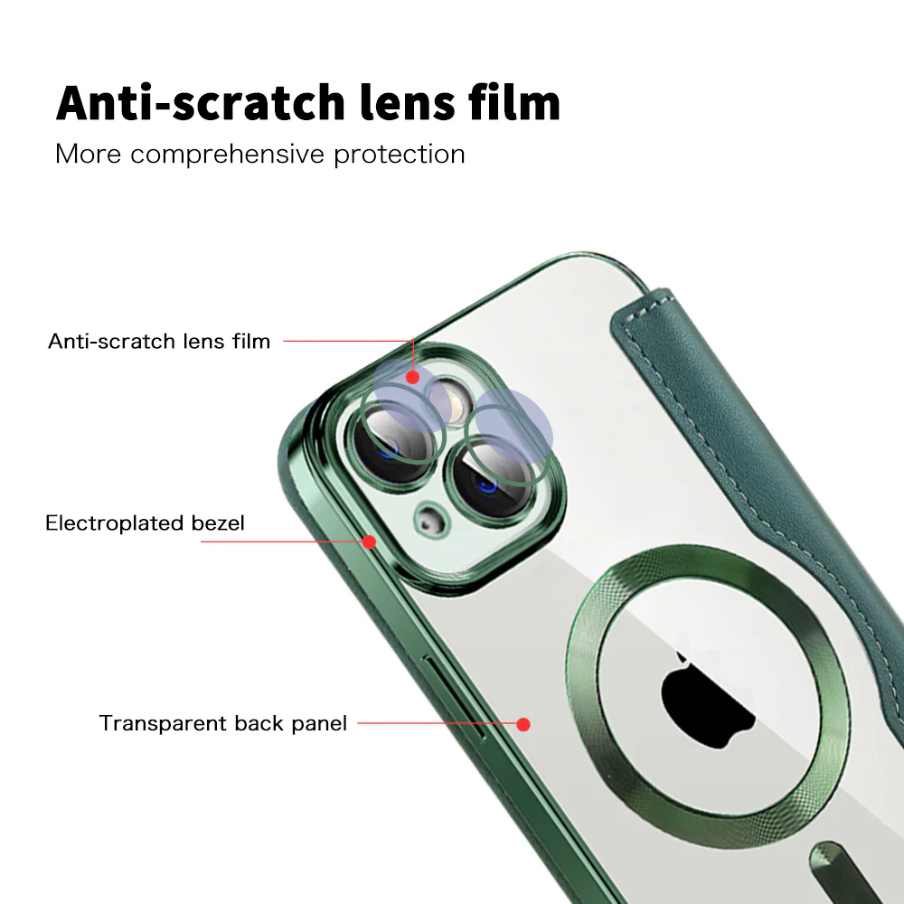 MagSafe Case for Apple iPhone 14 Plus, Techsuit, SmartMag Book, Green - Image 3