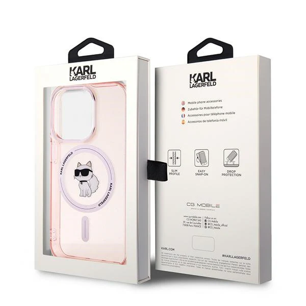 MagSafe Case for Apple iPhone 14 Pro, Karl Lagerfeld, IML Choupette, Pink - Image 7