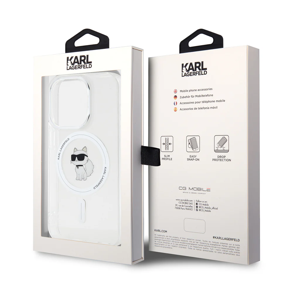 MagSafe Case for Apple iPhone 14 Pro, Karl Lagerfeld, IML Choupette, Transparent - Image 7