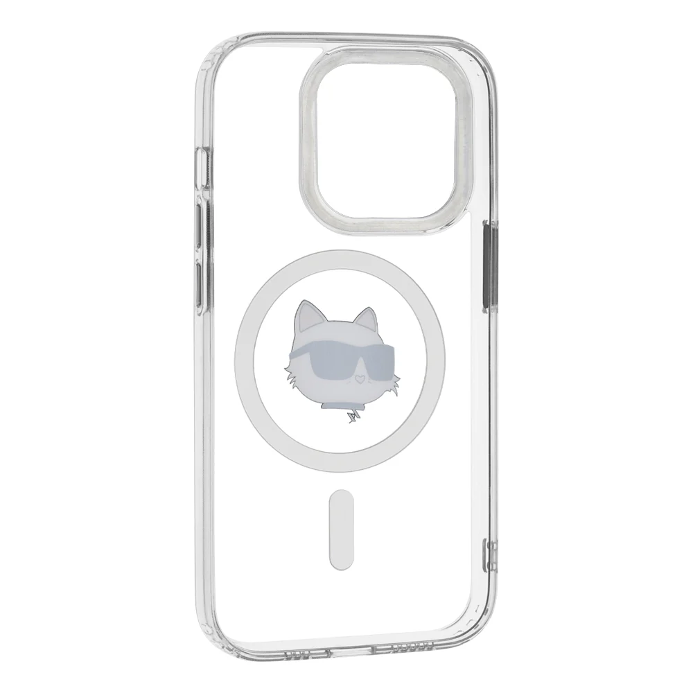MagSafe Case for Apple iPhone 14 Pro, Karl Lagerfeld, IML Metal Choupette's Head, White - Image 3