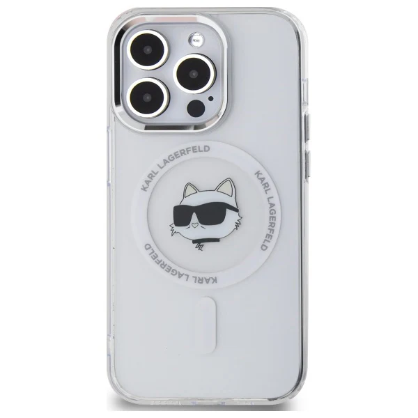 MagSafe Case for Apple iPhone 14 Pro, Karl Lagerfeld, IML Metal Choupette's Head, White - Image 4