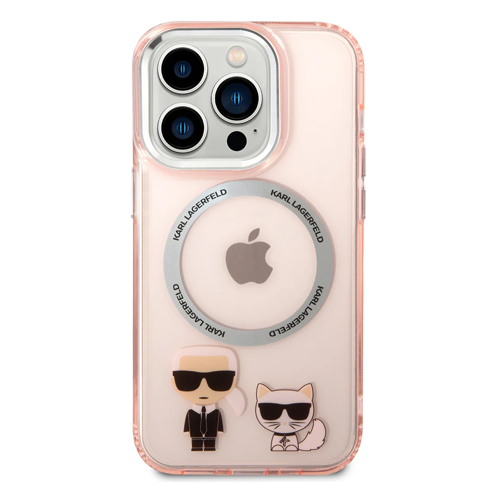 MagSafe Case for Apple iPhone 14 Pro, Karl Lagerfeld, Karl & Choupette Aluminium, Pink - Image 5