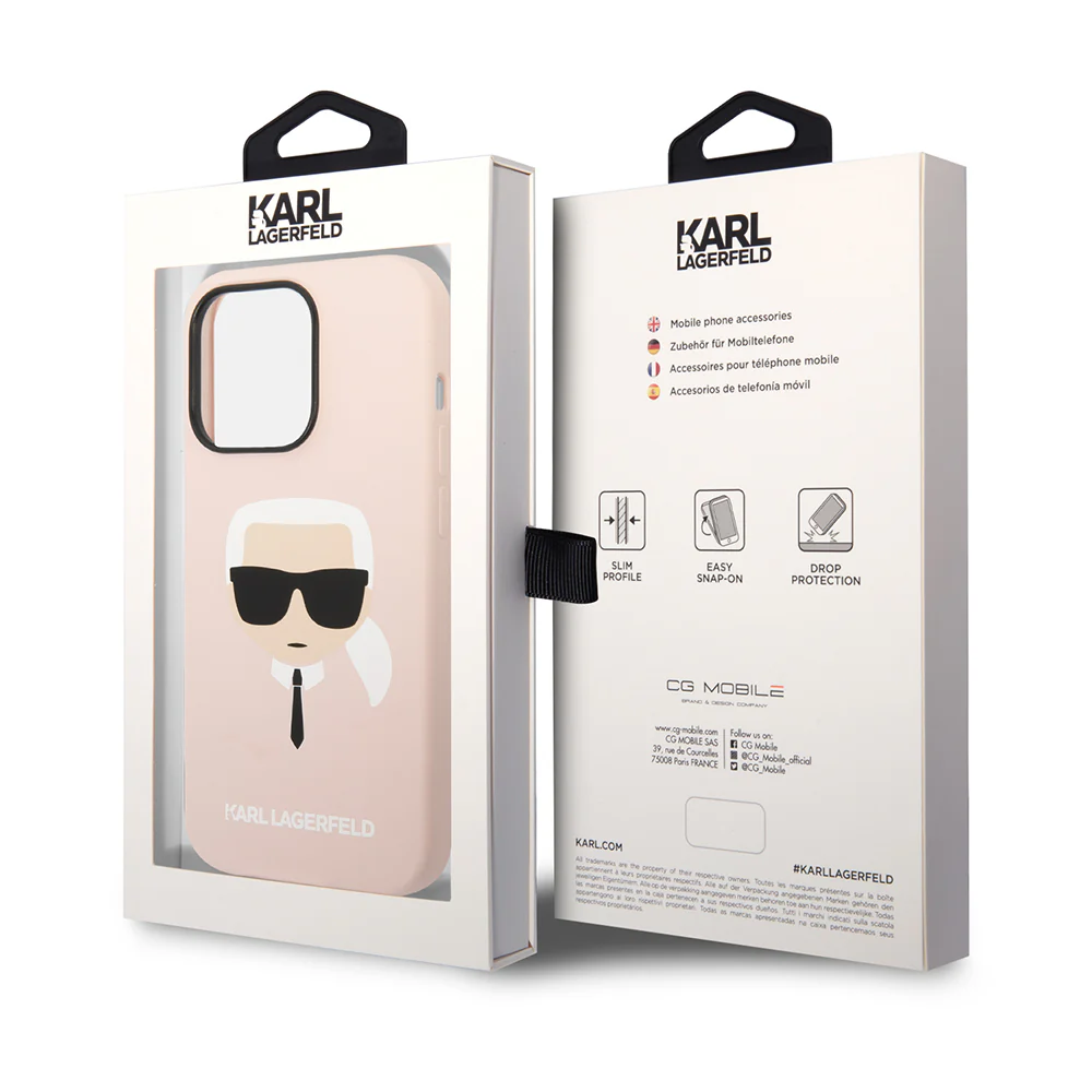 MagSafe Case for Apple iPhone 14 Pro, Karl Lagerfeld, Silicone Karl Head, Pink - Image 10