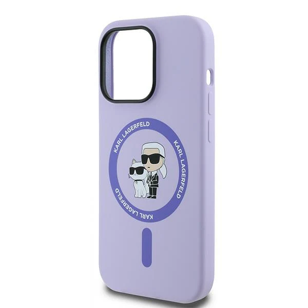 MagSafe Case for Apple iPhone 14 Pro, Karl Lagerfeld, Silicone Ring Karl & Choupette, Purple - Image 4