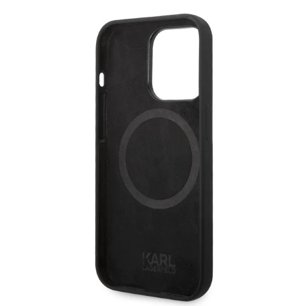 MagSafe Case for Apple iPhone 14 Pro Max, Karl Lagerfeld, Ikonik Karl Silicone, Black - Image 2
