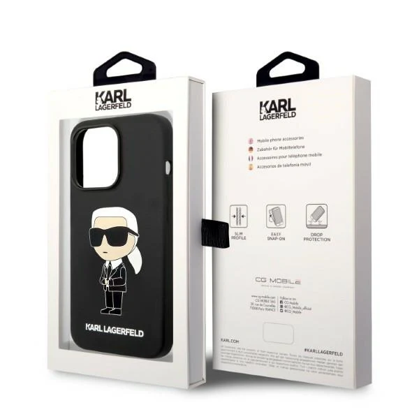 MagSafe Case for Apple iPhone 14 Pro Max, Karl Lagerfeld, Ikonik Karl Silicone, Black - Image 7