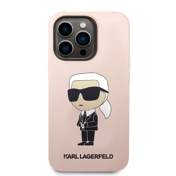 MagSafe Case for Apple iPhone 14 Pro Max, Karl Lagerfeld, Ikonik Karl Silicone, Pink - Image 3