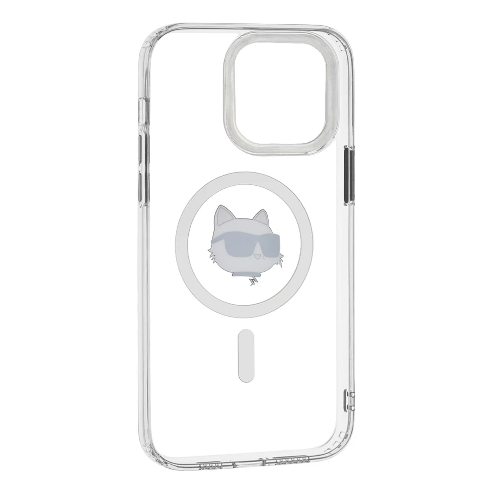 MagSafe Case for Apple iPhone 14 Pro Max, Karl Lagerfeld, IML Metal Choupette's Head, White - Image 3