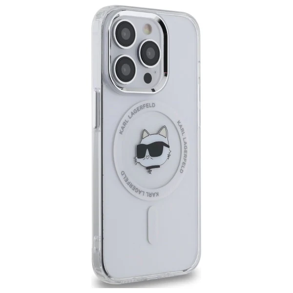 MagSafe Case for Apple iPhone 14 Pro Max, Karl Lagerfeld, IML Metal Choupette's Head, White - Image 5